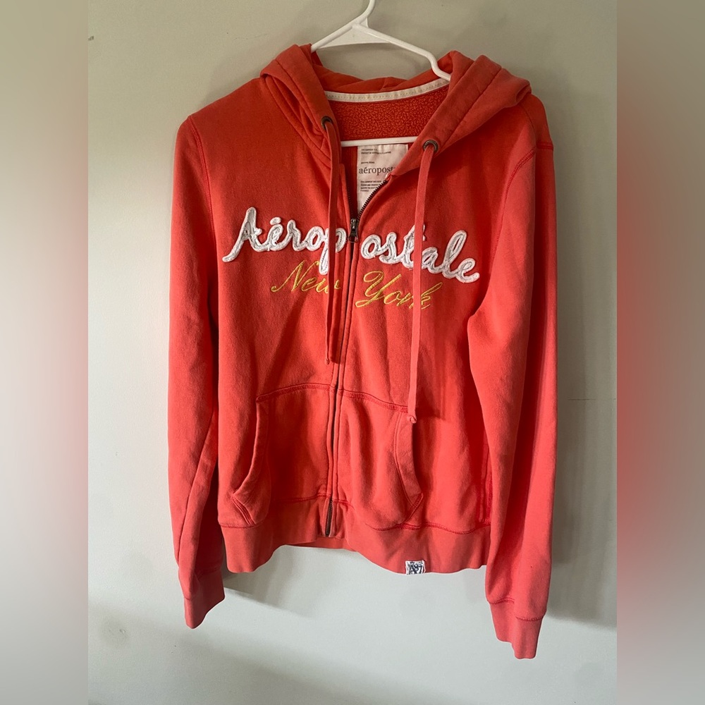 Y2K Aeropostale Full Zip Logo Jacket Coral Pink Women’s XL 2000’s Style